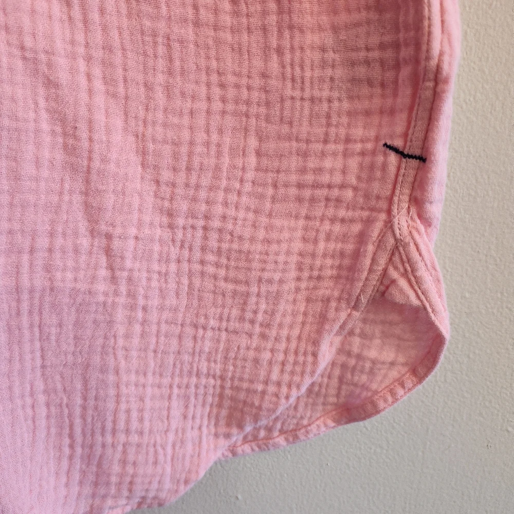 J Crew Reimagined Pink Cotton Gauze Long Sleeve Shirt Blouse Coastal Grandma - Picture 3 of 6